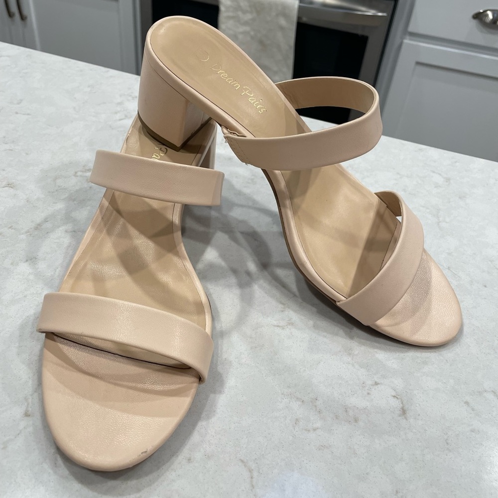 Nude block heels